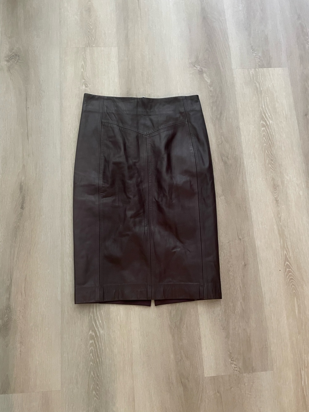 Reiss Brown Leather Pencil Skirt